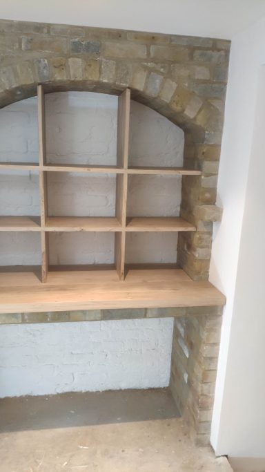 oak shelves for a wine cellar