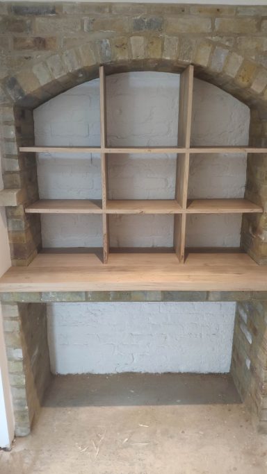 oak shelves for a wine cellar